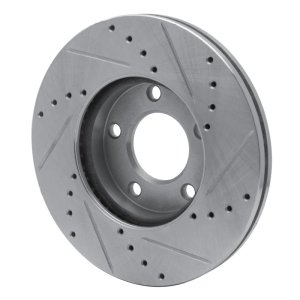 Mazda 3 Brake Rotor (1) - Front Left - R1 Concepts - Drilled & Slotted - Silver - `04-`13